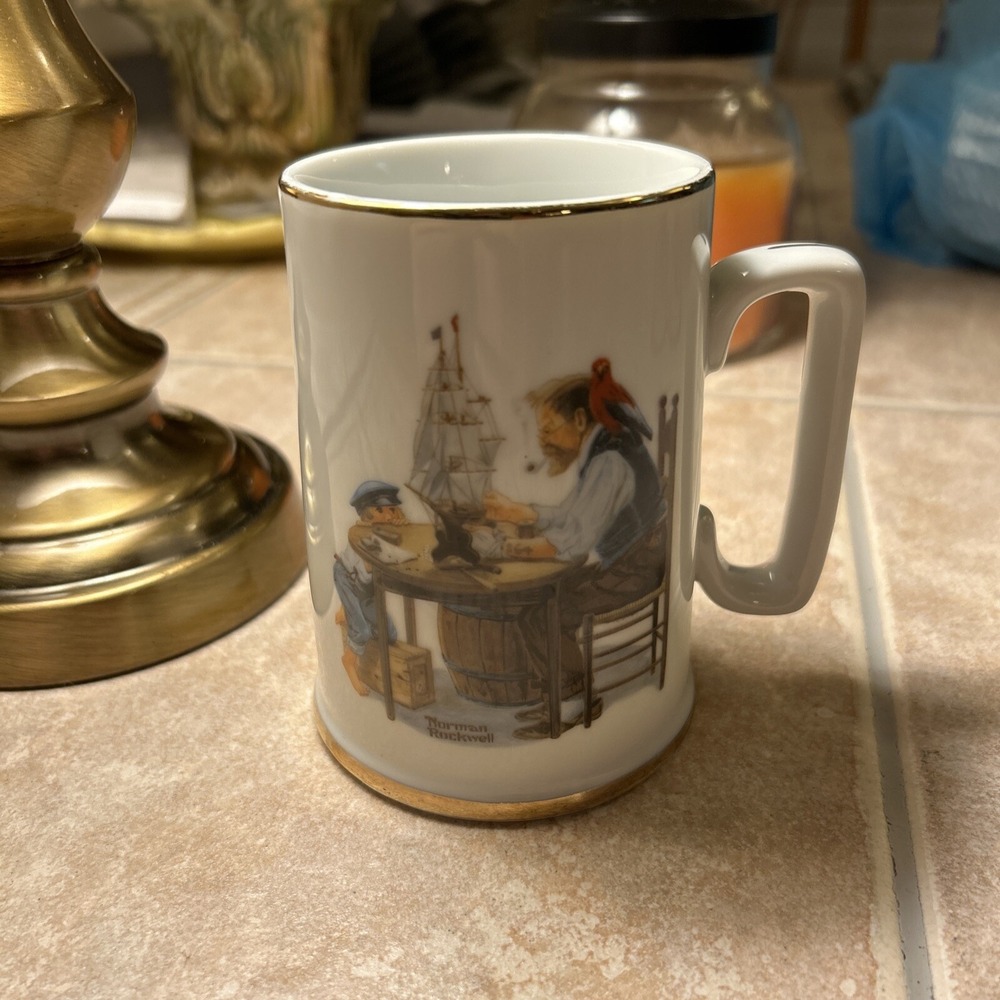 Norman Rockwell Coffee Mug Cup 1985 For A Good Boy‎ Sail Boat